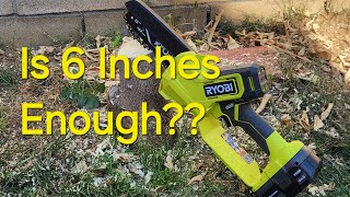 Review On Ryobi 6 inch Chainsaw  DIY Lawn Guy [upl. by Strawn]