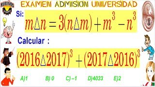 Examen Universidad Admisión UNI Ingeniería  Operadores Matemáticos solucionario [upl. by Maggie339]