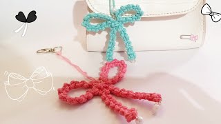 DIY Easy Macrame Ribbon Keychain  How to make macrame bow keychain  macrame tutorial [upl. by Selec]