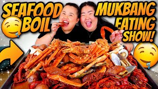 Giant King Crab Seafood Boil  Giant Shrimp  Snow Crab  Mussels  Sausage Mukbang 먹방 Eating Show [upl. by Aihsetal289]