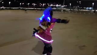 37  Patins com Rodinhas de Led e a Roupa e os Cabelos de Led [upl. by Annadal83]