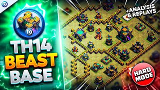 The ULTIMATE TH14 HARD MODE WAR BASE with LINK 2024  Town Hall 14 War Base ANALYSIS  PROOF Replays [upl. by Kohl501]