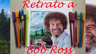 Dibujando a Bob Ross con bolígrafosComo dibujar cabello afro [upl. by Washburn]