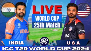 🔴 Live India vs USA T20 World Cup Match 25 Live Match Score  IND vs USA Live match Today [upl. by Marika]