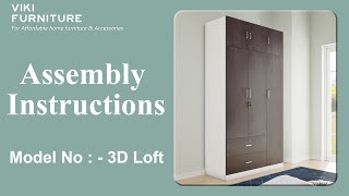 VikiFurniture Wardrobe Loft Assembly Instruction Video  Model Wardrobe With 3 Door Loft [upl. by Umont]