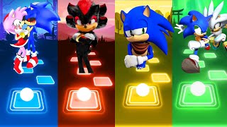 Sonic Amy Exe 🆚 Shadow Hedgehog 🆚 Sonic Boom 🆚 Sonic Silver Sonic Tiles Hop [upl. by Lekcim]