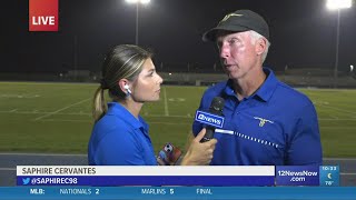 HamshireFannett High School football coach talks about win over Bridge City 34  0 [upl. by Truman]