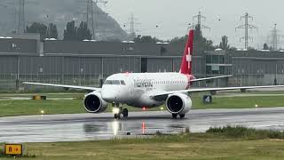 Embraer E190E2 HBAZD Helvetic Airways landing Sion airport Valais Switzerland 20062024 [upl. by Velvet736]