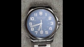 rare Victorinox officers thin 40mm blue dial field watch swiss Ronda 715 battery service  review [upl. by Aisyle]