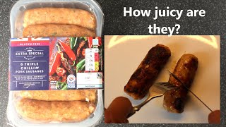 Asda TRIPLE CHILLI PORK SAUSAGES  £325  400g  Extra Special  Review  Gluten Free [upl. by Nuawtna662]