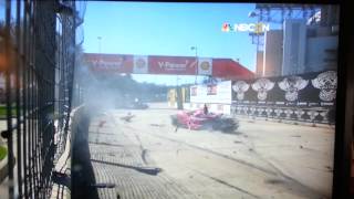 Dario Franchitti crash last lap Houston TX 10613 [upl. by Sliwa487]