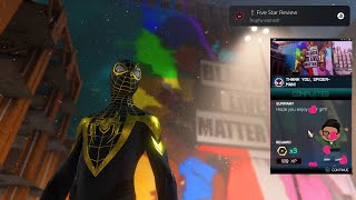 Marvels SpiderMan Miles Morales Thank You SpiderMan Quest  Five Star Review Trophy Achievement [upl. by Elton]