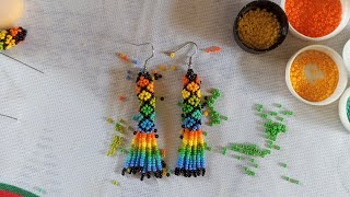 aretes tubulares de mostacilla de colores 🌈 [upl. by Odnumyer]