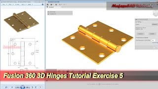 Fusion 360 3D Sketch Hinges  Tutorial Beginner  Exercise 5 [upl. by Ladiv]