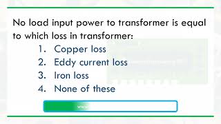 No load input power to transformer is equal to which loss in transformer [upl. by Salesin]