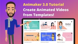 Animaker Tutorial 30  How to create animated videos using templates [upl. by Ahseei]