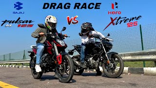 bajaj pulsar n125 vs hero Xtreme 125r  drag race  amazing battle 😱 [upl. by Jany]