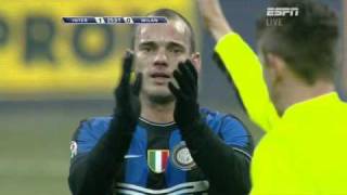 Inter Milan 2 0 simulazione Lucio inesistente piu rosso diretto Sneijder [upl. by Erme132]