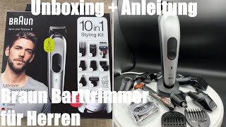 Braun Barttrimmer Haarschneider Herren Trimmer Haarschneidemaschine MGK7220 Unboxing und Anleitung [upl. by Aeneg]