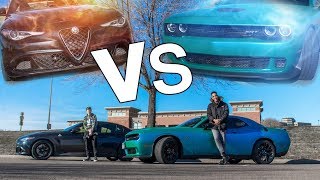 Alfa Romeo Quadrifoglio vs Hellcat We Raced amp You Wont Believe This 🤣🤦🏽‍♂️ [upl. by Haimes]