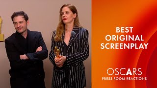 Best Original Screenplay  Anatomy Of A Fall  Oscars 2024 Press Room Speech [upl. by Resaec]