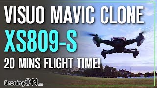 DroningON  Visuo XS809S BattleShark 20 minutes flight time Review Unboxing amp Flight Test [upl. by Crandale]