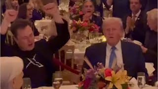 Trump and Elon Musk dance to YMCA at MaraLago Thanksgiving dinner [upl. by Isnan]