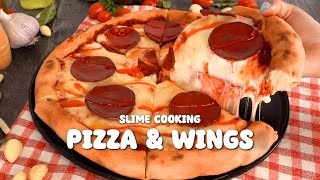 Satisfying Slime Cooking  Pizza amp Wings Slime ASMR🍕 [upl. by Anwahsiek745]