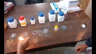 Flame test of Sodium acetate Nickel sulphateCobalt nitrateCalcium nitrateSodium chlorideBarium [upl. by Iliam]