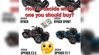 How to decide which CanAm RykerSpyder you should purchase [upl. by Graybill]