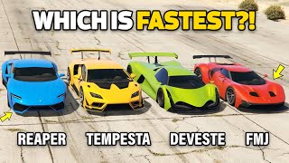 GTA 5 ONLINE  DEVESTE VS TEMPESTA VS REAPER VS FMJ WHICH IS FASTEST [upl. by Ovatsug]