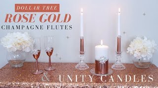 DIY Wedding Champagne Flutes amp Unity Candles Rose Gold Wedding Decoration Ideas [upl. by Radack]