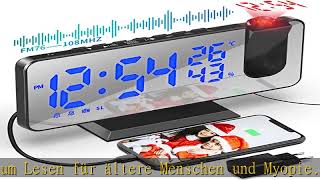 TAKRINK Wecker Digital Radiowecker mit 4 Stufen Bildschirmhelligkeit Projektionswecker mit Temperat [upl. by Aerona]