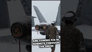 FA18 Hornet being towed in Finland’s freezing cold aircraft airplane finland f18 [upl. by Dreddy120]