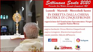 Martedì Santo Adorazione Eucaristica vespri e Santa Messa  Martedì 07042020  IN DIRETTA [upl. by Eyllom]