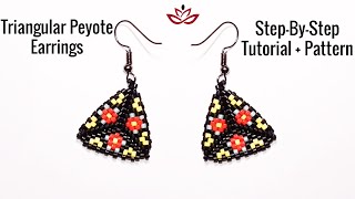 Triangular Peyote Earrings with Delica Beads  Tutorial  Pattern [upl. by Dyane]