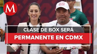 Claudia Sheinbaum anuncia la segunda clase masiva de box en la CdMx [upl. by Eitnom]