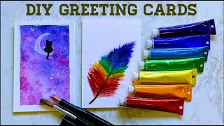 DIY Greeting Cards Part 1  Easy Acrylic Paintings  BeginnerKidFriendly [upl. by Ttenrag]