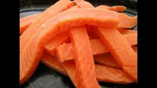 FOODLOGISTIK  salmon slicing 12 mm strips [upl. by Daugherty]