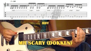 Mr Scary INTRO RIFF Dokken  George Lynch GUITAR LESSON with TAB [upl. by Lynnet]