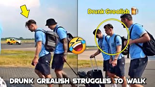 🍺 Drunk Jack Grealish Struggles to Walk Straight after Arriving in UK [upl. by Gerkman558]