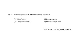 Q14 JEE Main Chemistry PYQ Jan 27 2024 Shift 2  Phthalein Dye Test  NEON JEE NEET [upl. by Edrahs]