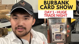 Burbank card show vendor set up and day 1 with crazy large trade night [upl. by Stelu]