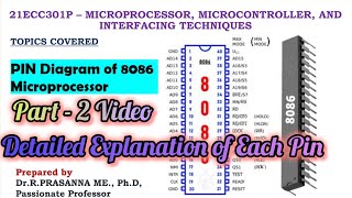 Pin Diagram of 8086 Microprocessor  Part 2 Detailed [upl. by Ydnew]