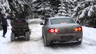 VW Phaeton 50 V10 TDI vs ATV 750cc snow drag [upl. by Weider984]