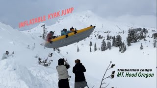 INSANE INFLATABLE KAYAK JUMP  Timberline Lodge Mt Hood Oregon [upl. by Arykahs]