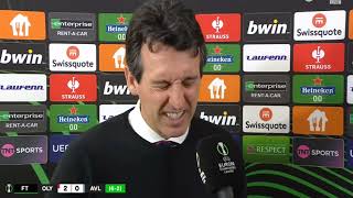 Unai Emery Post Match Interview Olympiacos vs Aston Villa 20 [upl. by Coffin]