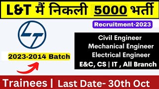 5000 Hiring in LampT  Trainees  Civil Engineer Job Mechanical Engineer JobElectrical Engineer Job [upl. by Coppins631]