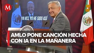 AMLO canta durante La Mañanera con ayuda de la Inteligencia Artificial [upl. by Rahr]