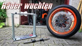 Motorrad Räder selbst wuchten mit Wuchtbock  KurvenradiusTV [upl. by Eisnyl437]